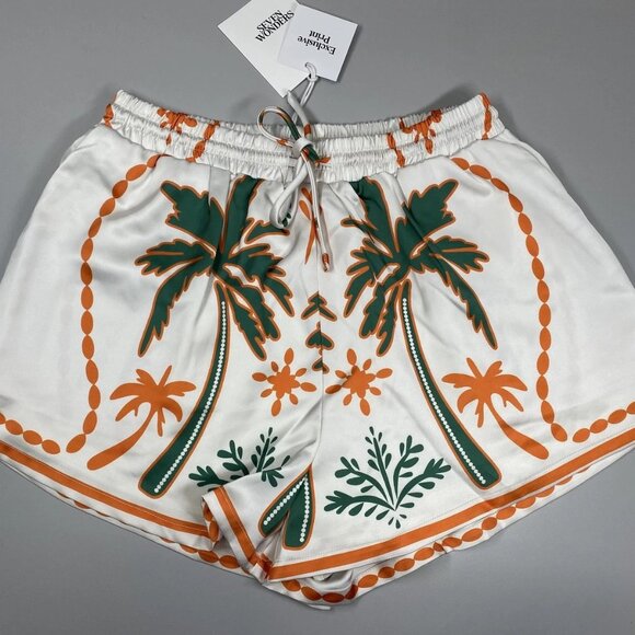 Seven Wonders Women’s Octavia Cabanna Sand Tropical Print Shorts Size M Off-Whit - Picture 1 of 8